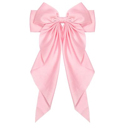 1PC Satin Hair Bows for Women Large Hair Barrettes Ribbon for Girls Giant Long Bow Hair Clips Ponytail Holder Silk Big Hair Clips Accessories for Women(Pink)