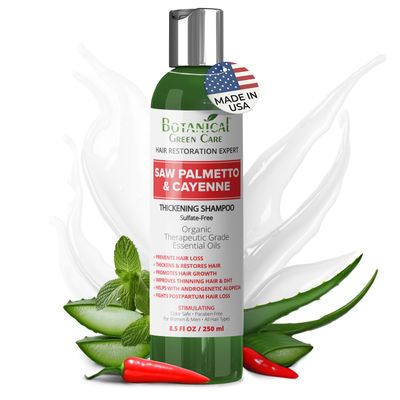 Saw Palmetto &amp; Cayenne Shampoo, Thickening shampoo for thinning hair, Hair loss shampoo, sulfate free