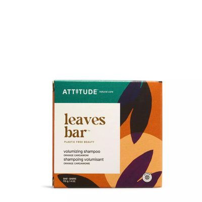 ATTITUDE Volumizing Shampoo Bar, Natural Origin, Adds Texture and Shine to Hair, Soy Protein, EWG Verified &amp; Clean Ingredients, Vegan, Orange Cardamom, 4 Oz