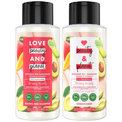 Love Beauty Planet Shampoo and Conditioner, Avocado Oil (Aguacate), Mango &amp; Vitamin E - Sulfate-Free Shampoo &amp; Conditioner, Wavy Hair &amp; Curly Hair Products, Scented 13.5 Oz (2 Piece Set)?