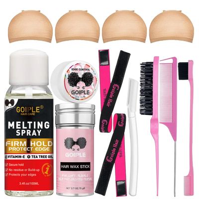 Lace Melting Spray Glue-Less Hair Adhesive for Wigs, Lace Bond Adhesive Spray Wig Melting Spray for Closure Front Extensions, Melting Spray for Lace Wigs Natural Finishing Hold Protect Edge Kit