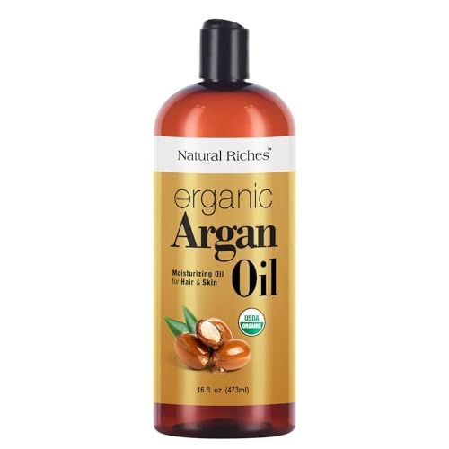 Natural Riches Organic Argan Oil of Morocco 16oz Penetrating Hair oil Deep Moisturizing Serum for Dry, Damaged &amp; Coarse Hair pure Moroccanoil Cold Pressed for Hair, Face and Body