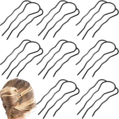 8 Pieces Hair Side Combs, Metal Hair Fork Clip Hair Pins for Buns 4 Prong Hair Updo U-Shape Hair Sticks for Women Hair Styling Tool Accessories