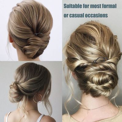 8 Pieces Hair Side Combs, Metal Hair Fork Clip Hair Pins for Buns 4 Prong Hair Updo U-Shape Hair Sticks for Women Hair Styling Tool Accessories