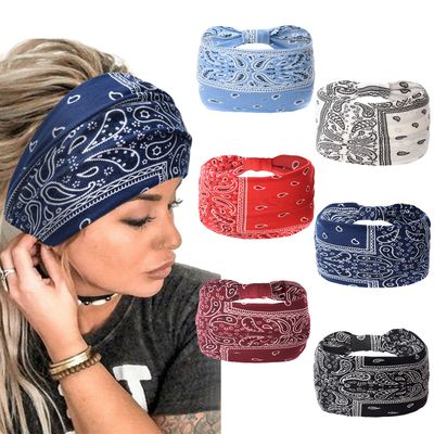 Yeshan Wide Bandana Headbands for Women Large Turban Headbands Stretch Knotted Head Wraps Floral Elastic Yoga Hair Bands Thick Headbands for Black Women and Girls