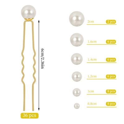 BESARME Pearl Hair Pins, 36 Pcs Wedding Pearl Hair Accessories Bridal Pearl Rhinestone Hair Clips for Brides Bridesmaid Women (Single Pearl Hair Pins)
