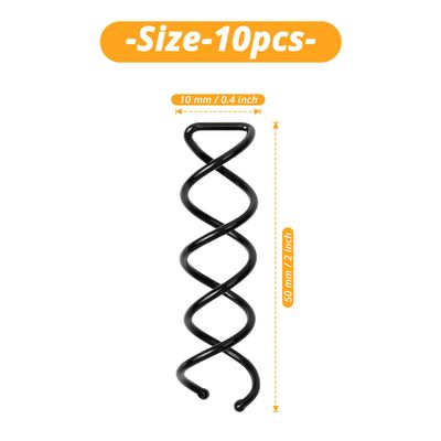 DEFUTAY Spiral Twist Hair Pins (10-Pack) - Durable Non-Scratch Corkscrew Design for Effortless Bun Hairstyles - (Black)