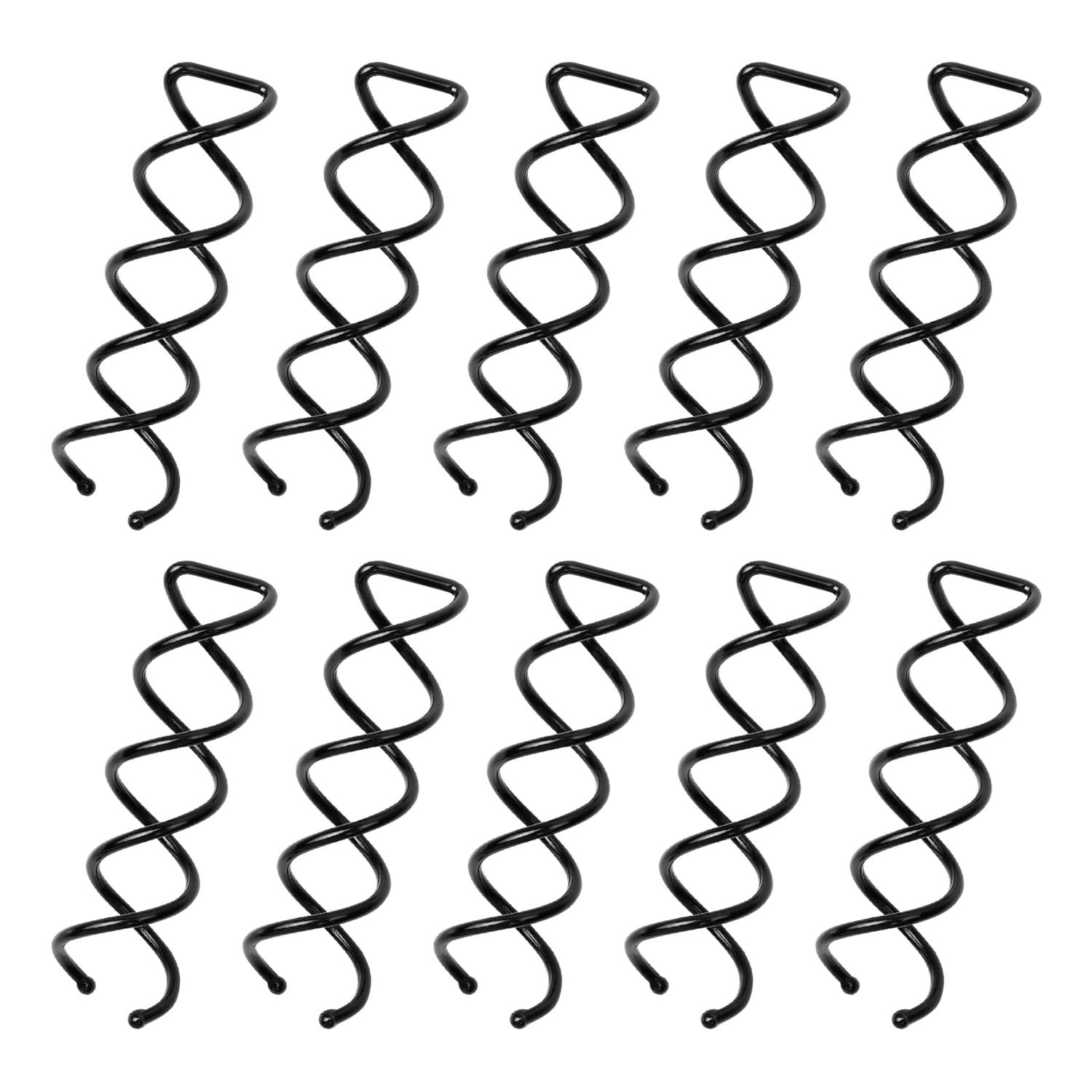 DEFUTAY Spiral Twist Hair Pins (10-Pack) - Durable Non-Scratch Corkscrew Design for Effortless Bun Hairstyles - (Black)