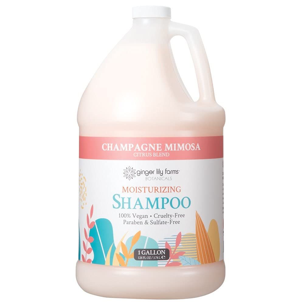 Ginger Lily Farms Botanicals Moisturizing Shampoo for All Hair Types, Champagne Mimosa, 100% Vegan &amp; Cruelty-Free, Citrus Blend Scent, 1 Gallon (128 fl oz) Refill