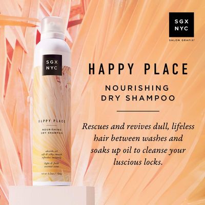 SGX NYC Happy Place Nourishing Dry Shampoo - Styling Vegan Dry Shampoo with Pro-Vitamin B5 and Biotin - Refreshing Coconut Scent - 6.5 oz