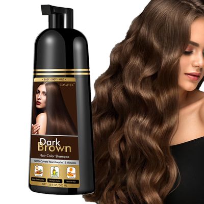 COSMTEK Dark Brown Hair Dye Shampoo for Gray Hair, Instant Natural Hair Color Shampoo for Women &amp; Man, 3-In-1 &amp; Semi-Permanent, Herbal Ingredients &amp; Ammonia-Free, Fast Acting and Long Lasting