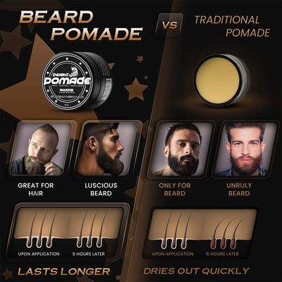 Bossman Hair &amp; Beard Pomade for Men (Naked - Unscented) - Medium Hold &amp; Moisturizing for Hair, Beard &amp; Mustache Styling - Made in USA
