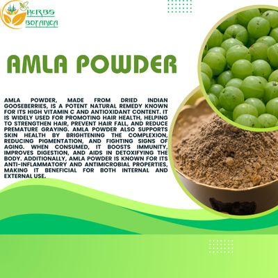 Herbs Botanica Natural Amla Powder (Indian Gooseberry, Amalaki), Pure Natural Fruit Powder with Vitamin C for Hair Growth &amp; Immune Support, Emblica Officinalis, 5.3 oz / 150 gm
