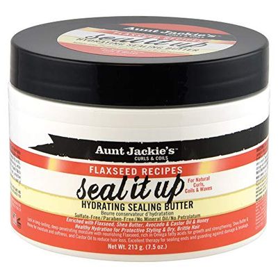 Aunt Jackie&#39;s Flaxseed Recipes Seal It Up, Hydrating Sealing Butter, Helps Prevent and Repair Damaged Hair, Jar, 7.5 Oz