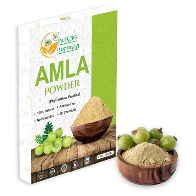 Herbs Botanica Natural Amla Powder (Indian Gooseberry, Amalaki), Pure Natural Fruit Powder with Vitamin C for Hair Growth &amp; Immune Support, Emblica Officinalis, 5.3 oz / 150 gm