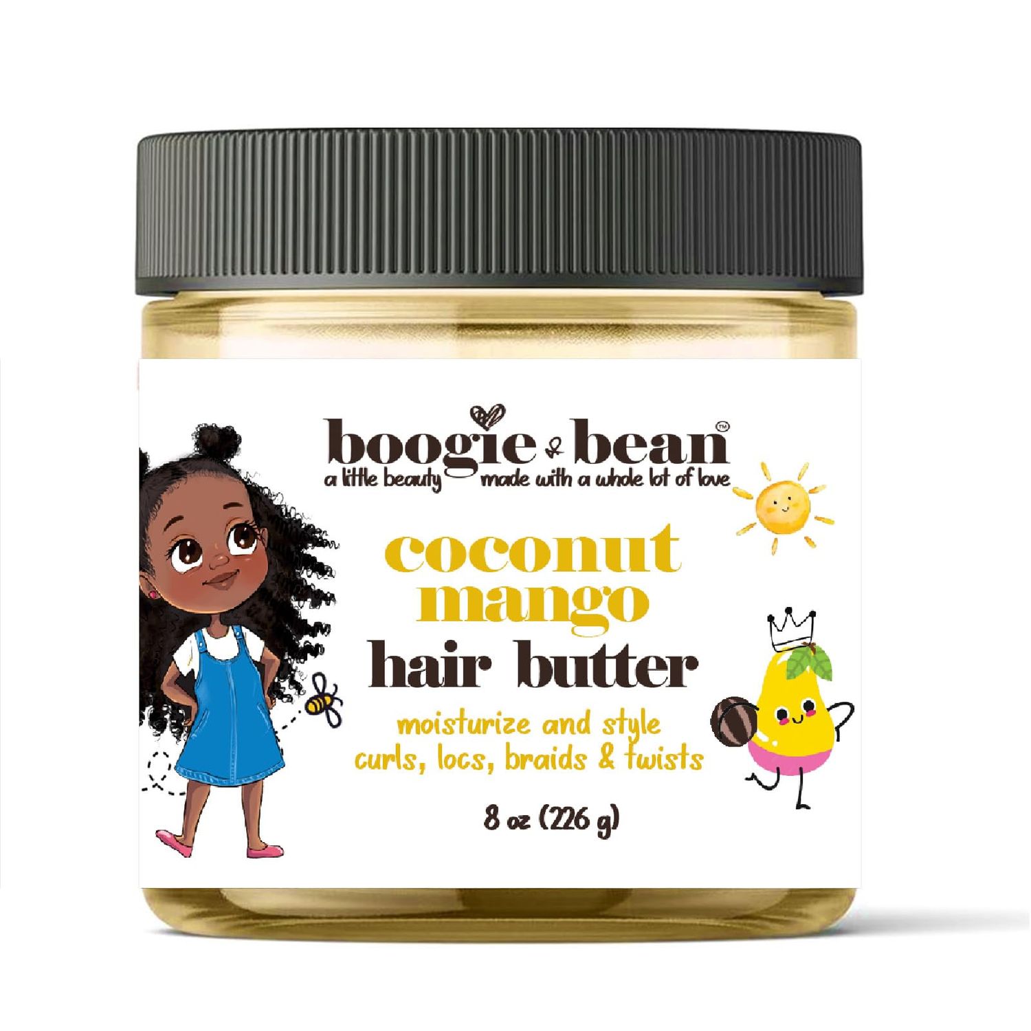 Boogie and Bean Hair Styling Creme or Pomade for Thick and Curly Hair Kids with Locs, Curls, Twists &amp; Braids, Made with Natural Oils like Coconut &amp; Mango Butter for Black Hair