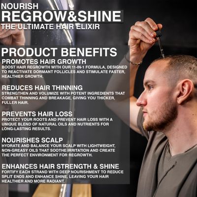 The Mane Elixir Blend: 11-in-1 Hair Growth Oil Serum For Thinning Hair, Hair Loss &amp; Hair Regrowth - 50ml