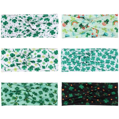 Ardorchid 6 Pack St.Patrick&#39;s Day Headbands Irish Green Shamrock Hair Accessories for Women Girls Gifts Twist Knot Turban Celebration Party Headwraps