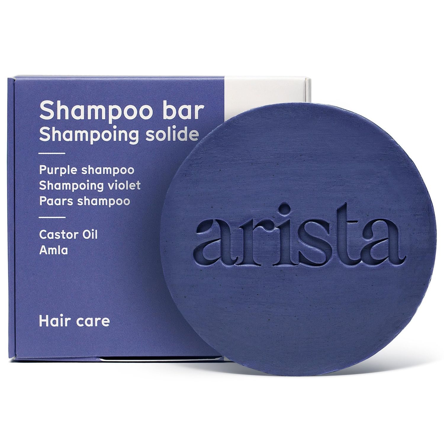 Arista Purple Shampoo Bar, Amla Fruit Powder, Purple Toner &amp; Castor Oil, Moisturizing &amp; Plastic Free Hair Soap, Sulfate Free Solid Shampoo Puck for Grey Hair