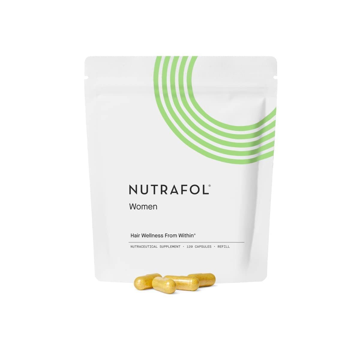 Nutrafol Women&#39;s Hair Growth Supplements, For Women Ages 18-44, Clinically Proven Hair Supplement for Visibly Thicker and Stronger Hair, Dermatologist Recommended - 1 Month Supply, 1 Refill Pouch