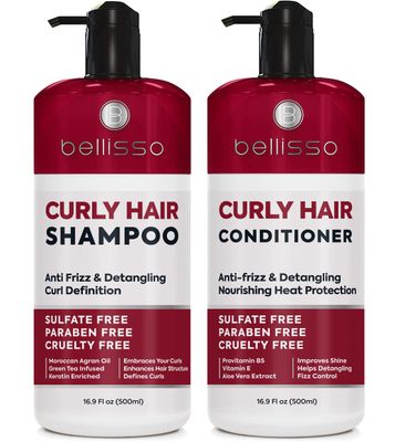 Curly Hair Shampoo and Conditioner Set - For Defining Wavy, Permed, Frizzy, Fine and Black Curls - Moisturizing, Sulfate Free Formula for Women and Men - Products are Safe for Color Treated Locks