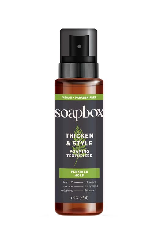 Soapbox Men's Thicken &amp; Style Foaming Texturizer, Men's Hair Styling Foam, Hair Care for Men, 5oz