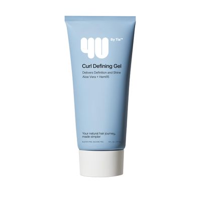 4U by Tia Curl Defining Gel for Long-Lasting Definition &amp; Frizz Control, Curly 3A-4C Hair Gel - Curling Gel with Aloe Vera, 6 fl oz, Blue