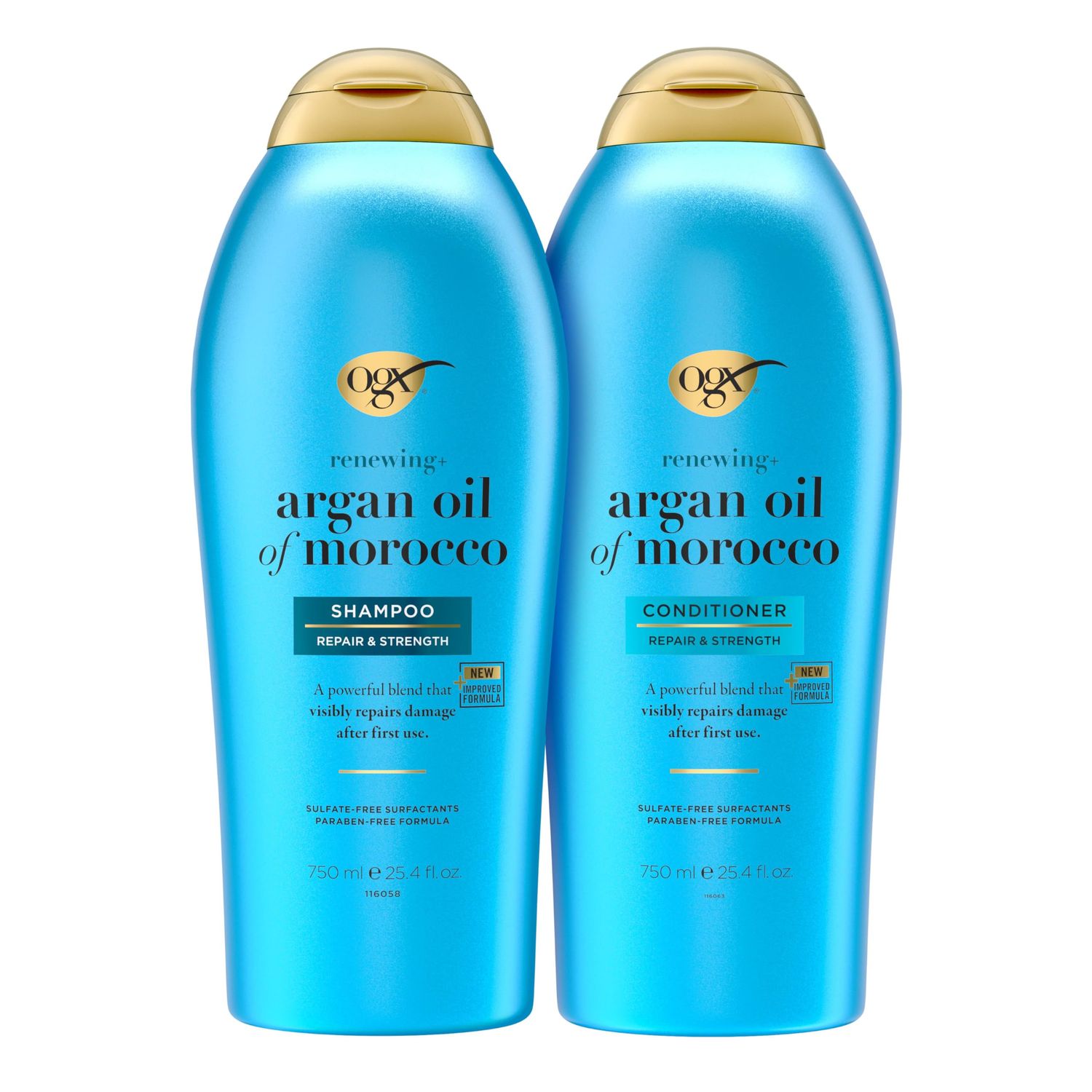OGX Renewing + Argan Oil of Morocco Shampoo &amp; Conditioner Set, Damage Repairing Helps Strengthen &amp; Repair Dry, Damaged Hair, Sulfate-Free Surfactants, Four Pack, 4 x 25.4 fl. Oz