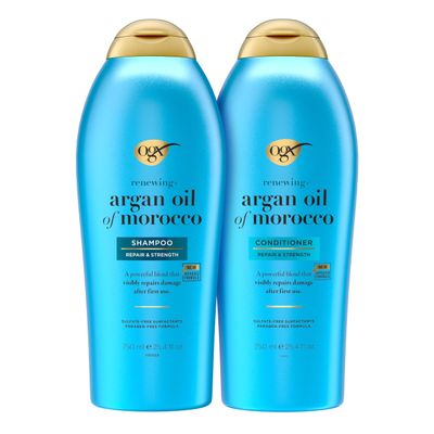 OGX Renewing + Argan Oil of Morocco Shampoo &amp; Conditioner Set, Damage Repairing Helps Strengthen &amp; Repair Dry, Damaged Hair, Sulfate-Free Surfactants, Four Pack, 4 x 25.4 fl. Oz