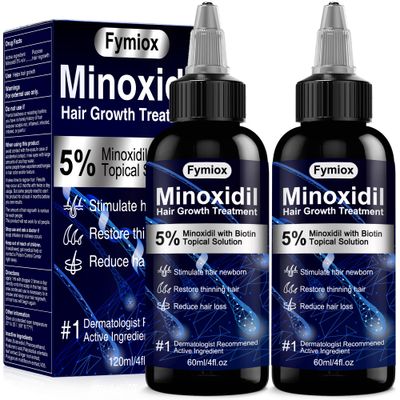 5% Minoxidil for Men and Women Hair Growth Oil, Monoxide Beard Hair Growth Serum Products, Hair Regrowth Treatment for Hair Loss, Thicker Fuller Hair (2 x 60ML)