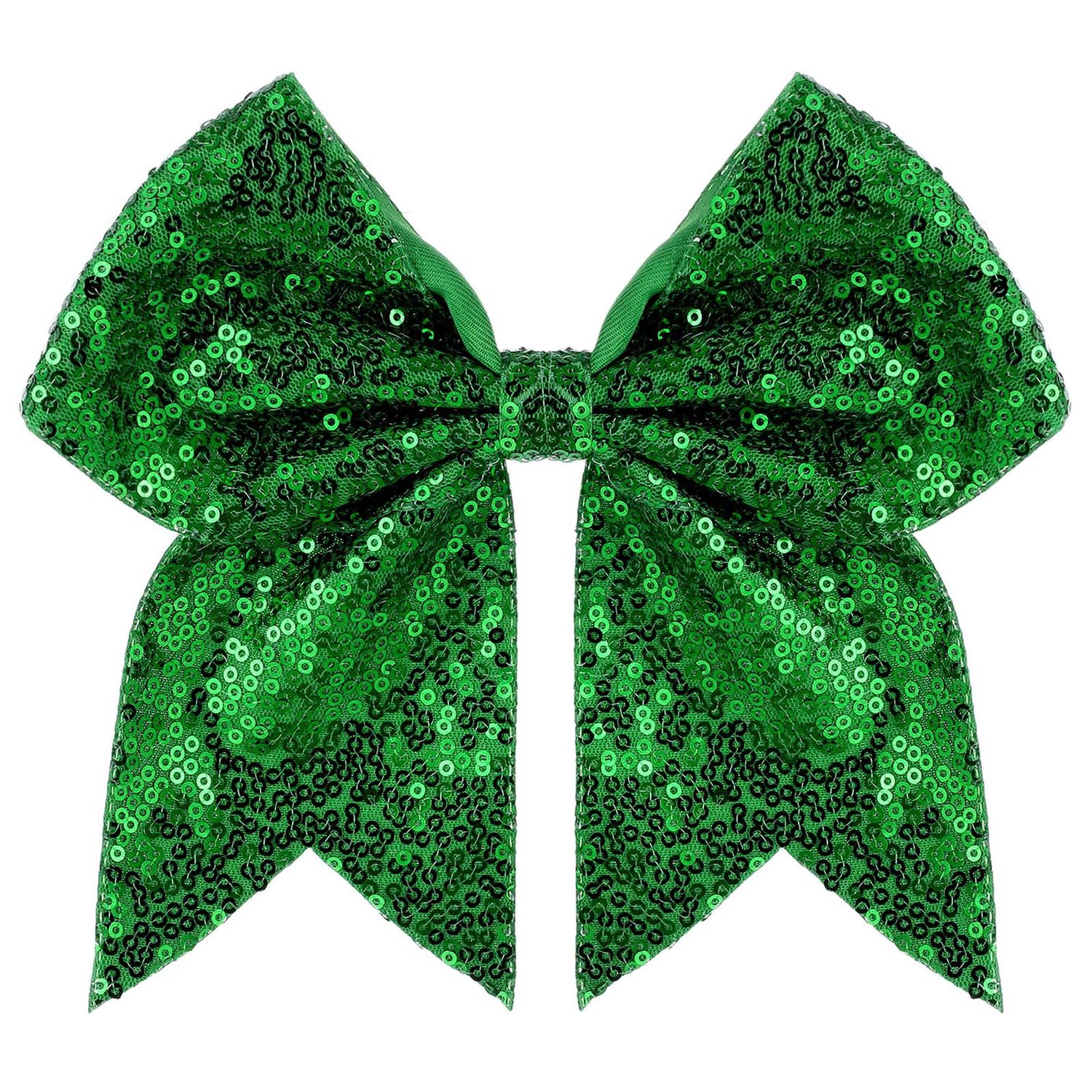 ZOLYCO Large Big 7 Inch Glitter Bow Clip Sequin Bling Party Hair Accessories for Women Teens Girls Kids (1Pcs-Christmas Green)