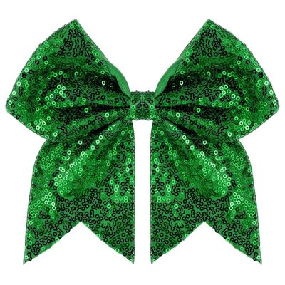 ZOLYCO Large Big 7 Inch Glitter Bow Clip Sequin Bling Party Hair Accessories for Women Teens Girls Kids (1Pcs-Christmas Green)