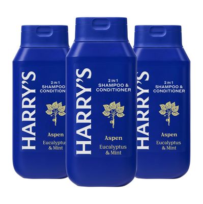 Harry&#39;s Men&#39;s 2 in 1 Shampoo and Conditioner for All Hair Types - Aspen - (3 Pack) 14 fl oz - No Parabens or Sulfates