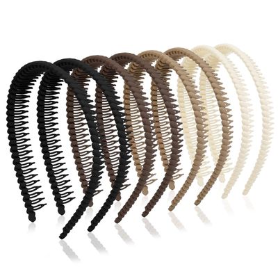 Headbands for Women Non Slip with Teeth, Plastic Headbands with Teeth Comb Skinny Black Hairbands for Womens Hair, Wavy Womens Head Bands Fashion Hair Accessories for Women