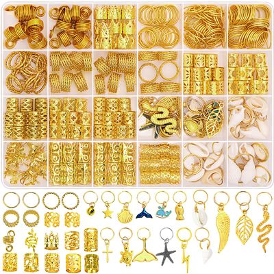 314 Pcs Hair Jewelry for Women Loc Jewelry for Hair Dreadlocks, Aluminum Gold Hair Jewelry for Braids, Dreadlock Accessories Hair Decoration with Hair Ring Cuffs Charms for Hair Braids Accessories