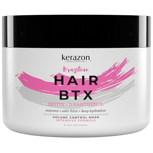 KERAZON Intensive Brazilian Hair Botox Treatment 8oz 236ml For All Hair Types, Thermal Activated Hair Mask Damaged Hair and Long Lasting Volume And Frizz Control. Packaging may vary.