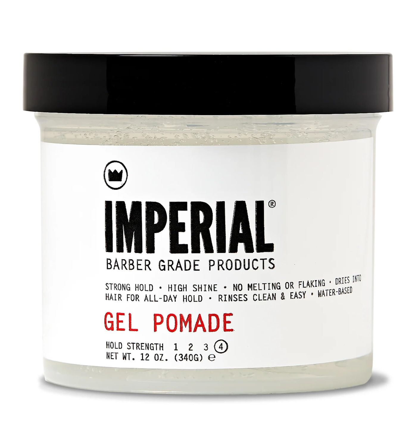 Imperial Barber Grade Gel Pomade - All Day Strong Hold, No Flaking, Water Based, Reactivatable - Natural Men&#39;s Hair Styling Product 12oz