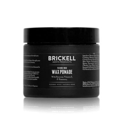 Brickell Men&#39;s Products Flexible Hold Wax Pomade for Men, Natural and Organic Irritation Free Natural Shine Hair Styling Product, 2 Ounce, Scented