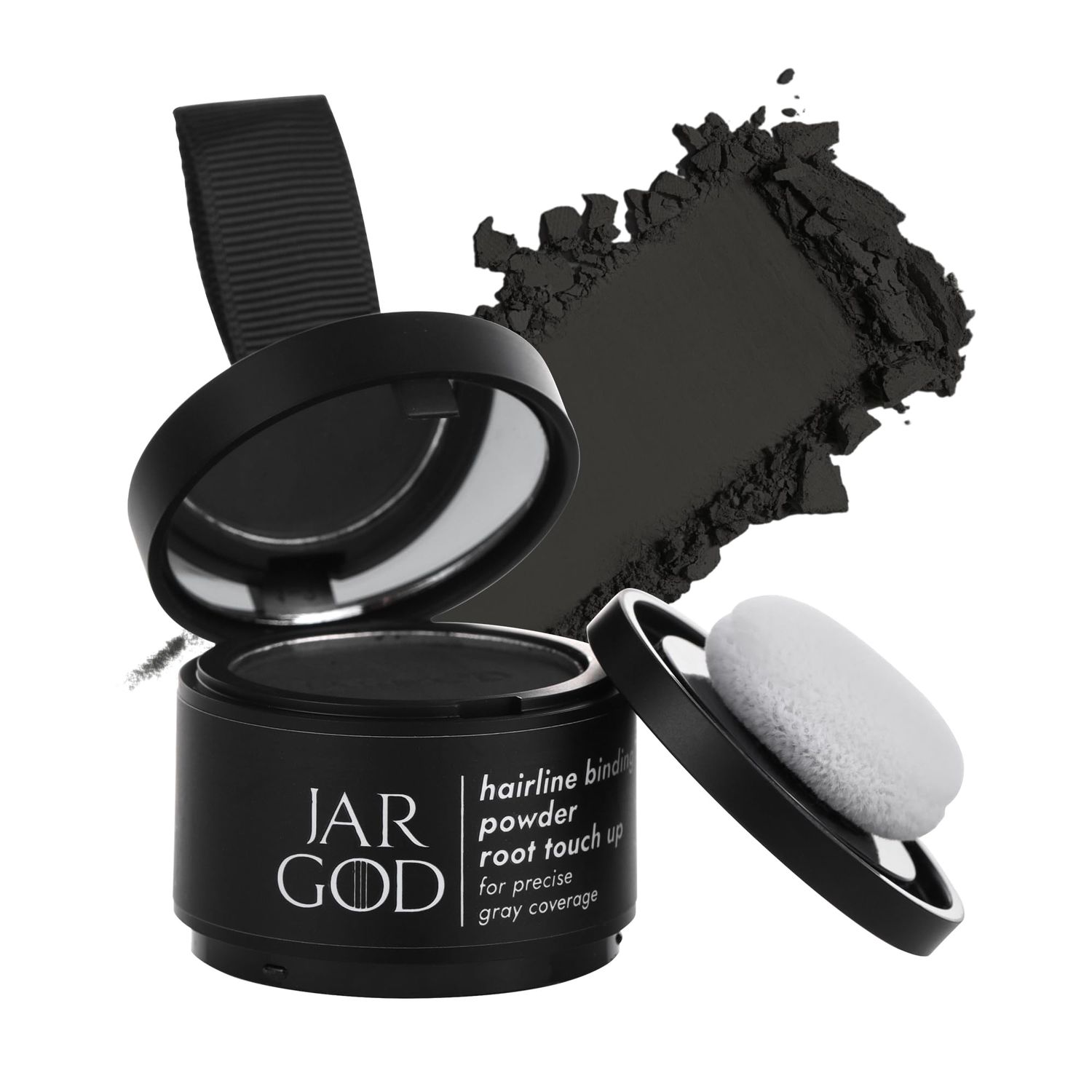 JARGOD Hairline Powder Root Touch-Up Temporary Concealing Powder for Women &amp; Men, Instant Gray Coverage, Black (0.14 Ounce, Pack of 1)