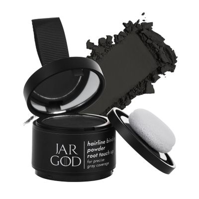 JARGOD Hairline Powder Root Touch-Up Temporary Concealing Powder for Women &amp; Men, Instant Gray Coverage, Black (0.14 Ounce, Pack of 1)