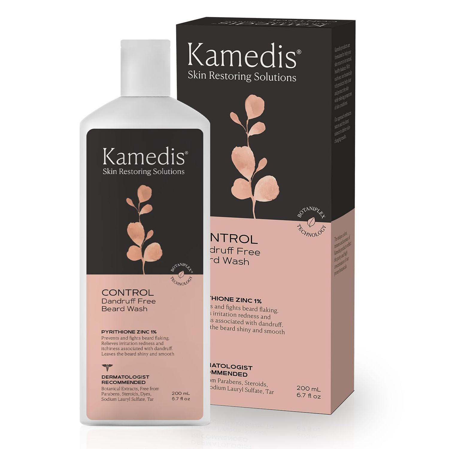 KAMEDIS Beard Wash - 6.7 Oz, Dandruff &amp; Flake Free Ultimate Men's Shampoo, Contains Pyrithione Zinc &amp; Salicylic Acid, Alleviates Itching &amp; Irritation