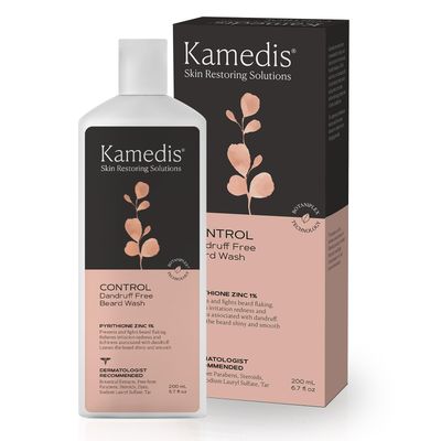 KAMEDIS Beard Wash - 6.7 Oz, Dandruff &amp; Flake Free Ultimate Men&#39;s Shampoo, Contains Pyrithione Zinc &amp; Salicylic Acid, Alleviates Itching &amp; Irritation