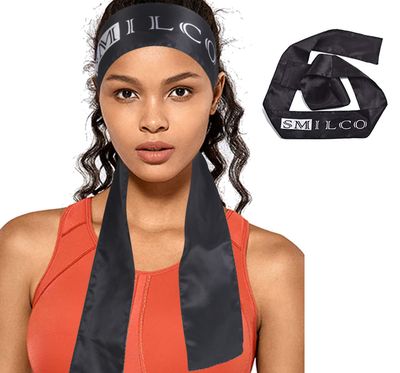 Smilco 1 Pack Black Satin Edge Laying Scarf Wrap for Hair Edge Wrap Wig Grip Band 58 X 3 Inches Edge Control Scarf for Women Lace Frontal Wigs Makeup Facial Sport Yoga (1 Pack, Black)