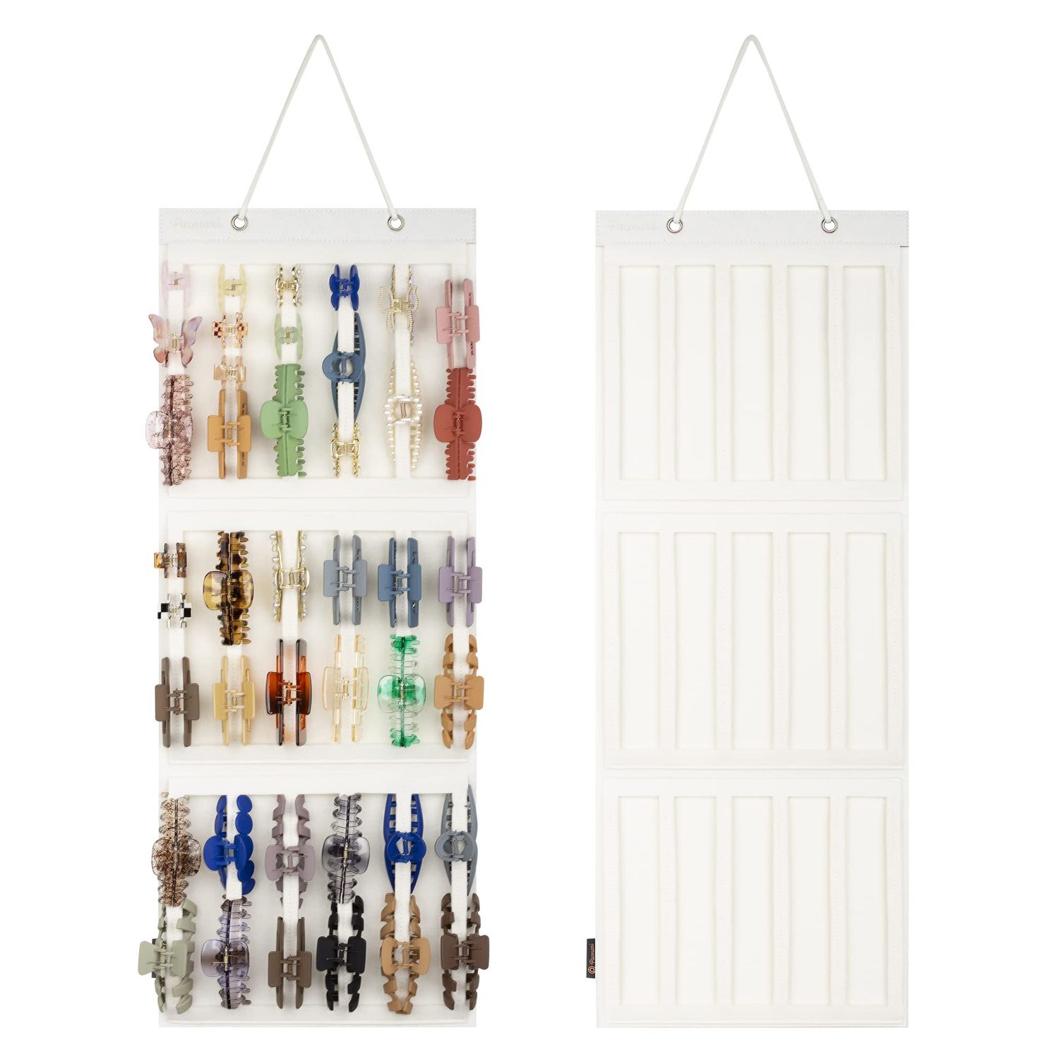 Hanging Claw Clips Holder for Women, Claw Hair Clips Storage Organizer for Lady, Hair Banana Barrettes and Butterfly Jaw Clip Display Stand Holder. (Ivory white)