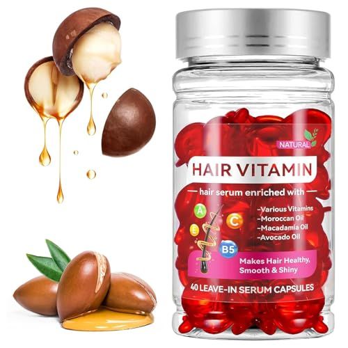 SCTHRL Hair vitamins oil capsules for women &amp; men, hair serum A C E Pro B5 50 for frizzy &amp; dry damaged hair, vitaminas para el cabello cpsulas w/argan avocado, moroccan oil