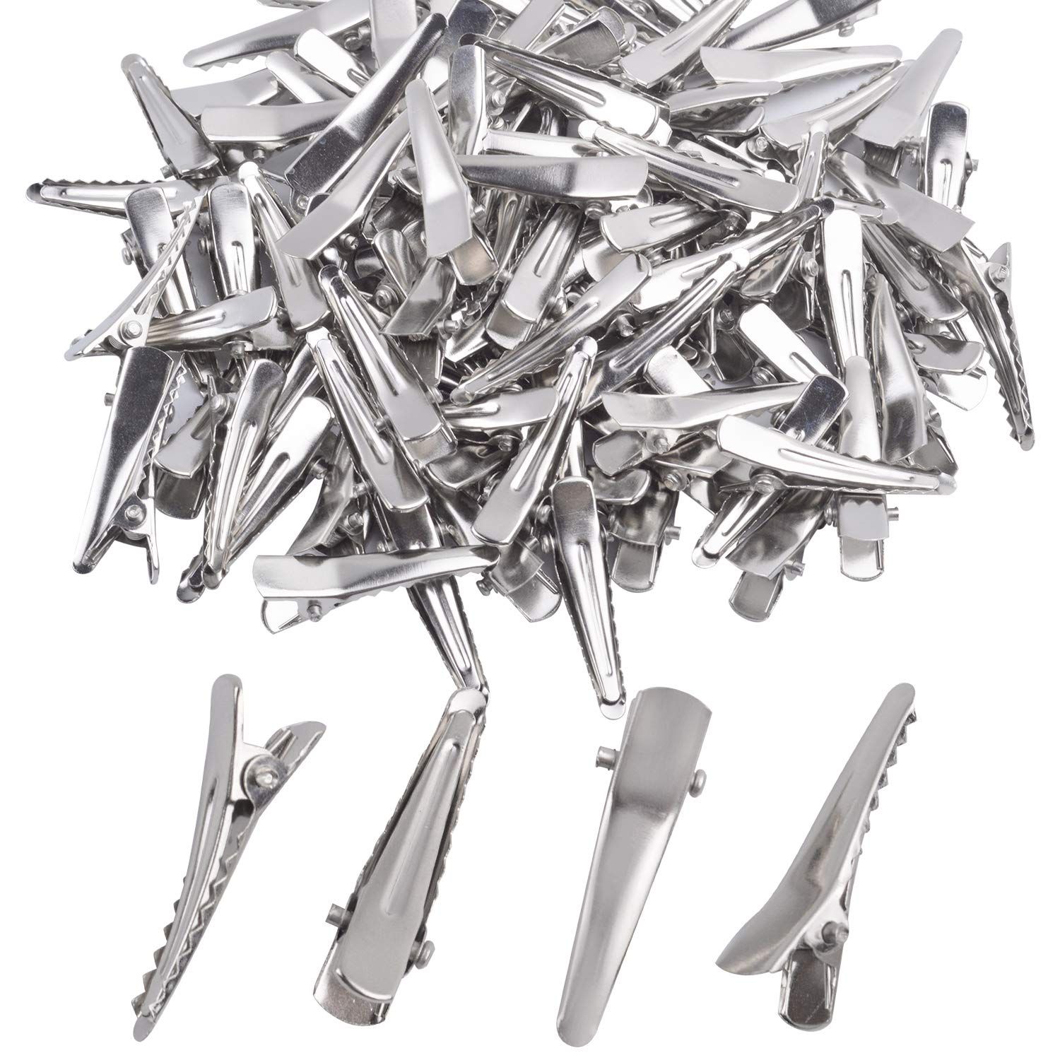 30MM Small Alligator Hair Clips, 100 Pieces Silver Metal Alligator Hair Pins Teeth Bows Crocodile Hair Clips Holders Accessories for Hair Care, Arts &amp; Crafts Projects
