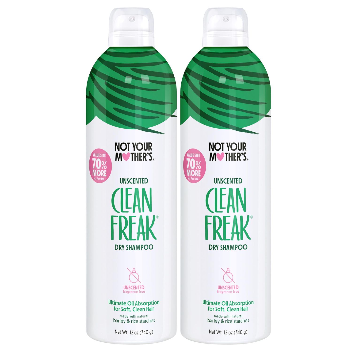 Not Your Mother&#39;s Clean Freak Unscented Dry Shampoo (2-Pack) - 12 oz - Refreshing Dry Shampoo - Instantly Absorbs Oil and Odor for Refreshed Hair