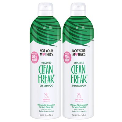 Not Your Mother&#39;s Clean Freak Unscented Dry Shampoo (2-Pack) - 12 oz - Refreshing Dry Shampoo - Instantly Absorbs Oil and Odor for Refreshed Hair