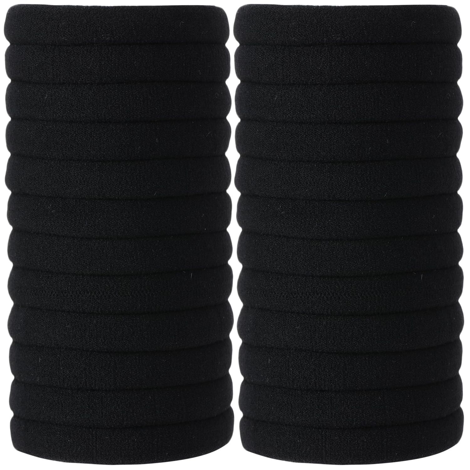 SUTHIA Black Nylon Hair Ties for Women Girls, 120Pcs Hair Bands Elastic Ponytail Holders for Thick, Curly, Medium Hair Elastics No Damage Soft Seamless Ouchless Cloth Fabric No Crease Hair Tie Bulk
