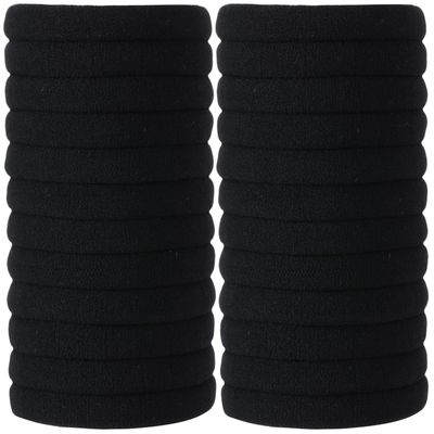 SUTHIA Black Nylon Hair Ties for Women Girls, 120Pcs Hair Bands Elastic Ponytail Holders for Thick, Curly, Medium Hair Elastics No Damage Soft Seamless Ouchless Cloth Fabric No Crease Hair Tie Bulk